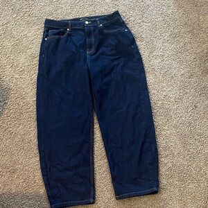Dark Blue Barrel leg Denim Jeans